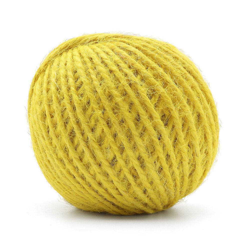 Шпагат джутовый 2-х ниточный ⌀1.12 мм, 50 м, 1120 текс, качество СВ, цветной (желтый), 74973