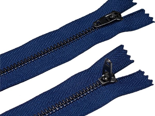 Молния металл (цв.SBS) джинсовая Т4 (4 мм) 1 зам., н/раз., 20 см, S-919 синий (звено: т.никель), уп.100 шт
