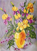 Алмазная (кристальная) мозаика Фрея, Ирисы в вазе, 44,5х33 см