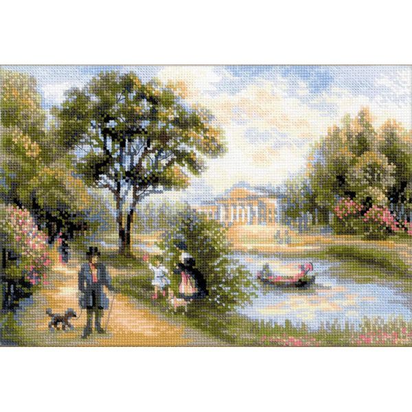 Набор для вышивания нитками Риолис, Прогулка в парке, 38х26 см