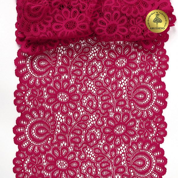 Кружево бельевое эластичное 205 мм / 3 м, TBY.YSTL00839, цв.18-1750 карминовый красный, Kruzhevo