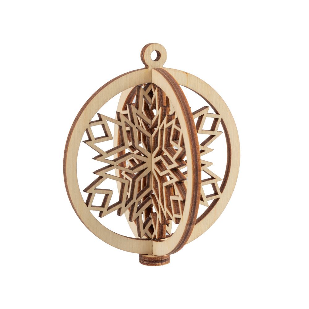 Заготовка из фанеры Подвеска объемная Шар ⌀7 см, толщ. 0.3 см, 3 снежинка, Mr.Carving, КЛ-44