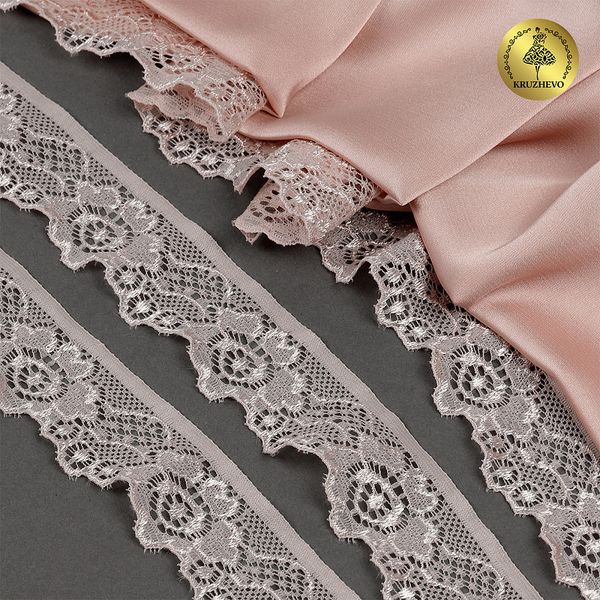 Кружево эластичное (стрейч) 30 мм, L839, цв.168/S185 серебристый пион уп.28м, Kruzhevo