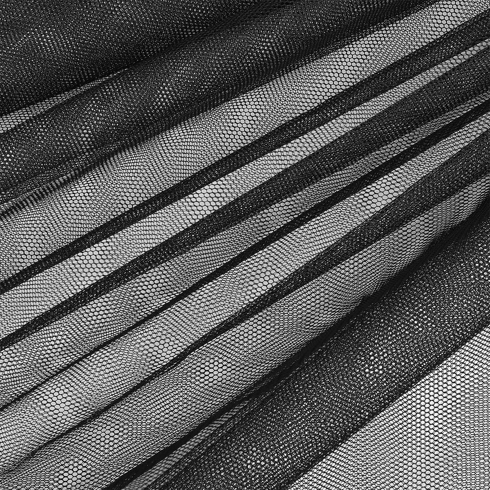 Фатин стрейч крупная сетка 160 см / 3 метра, TBY.ST.160.BL-3, цв.черный