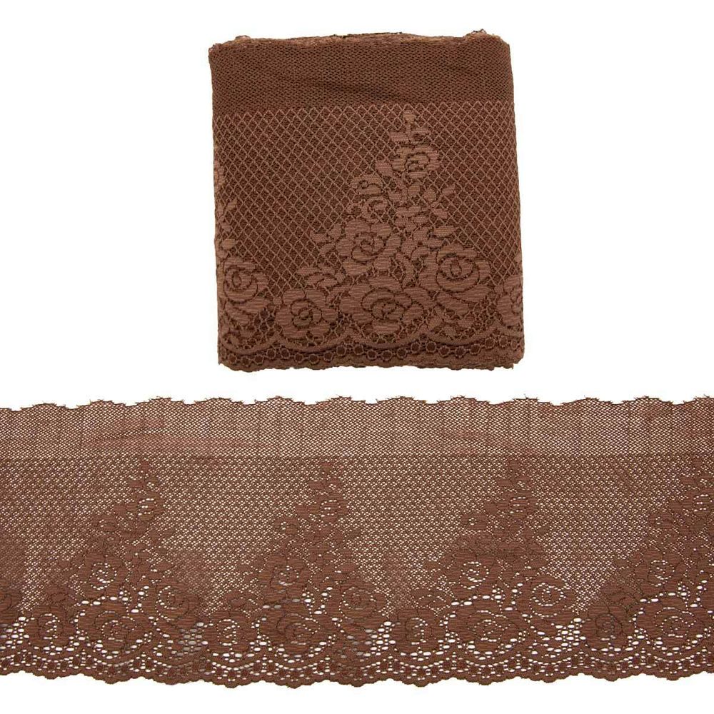 Кружево бельевое эластичное 175 мм / 13.72 м, коричневый
