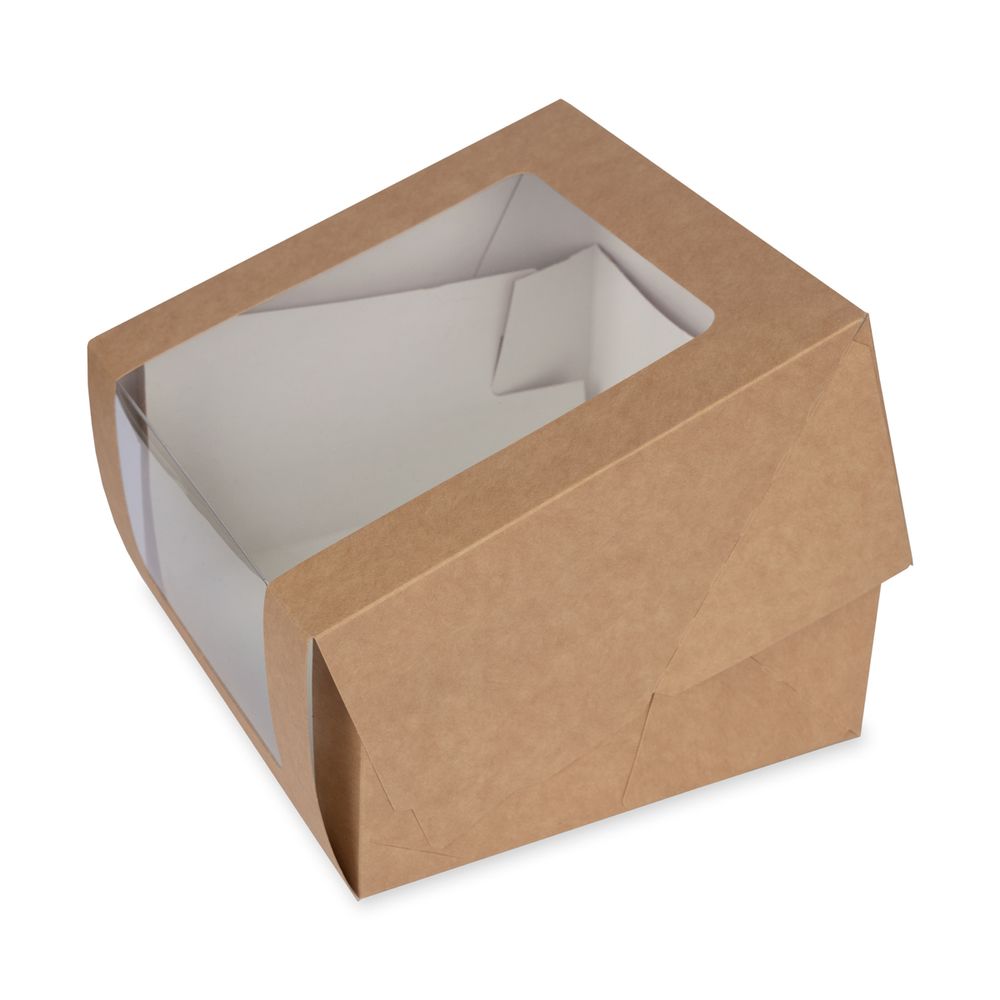 Кондитерская коробка для торта с 1 окном 18х18х10 см, №2 крафт, S-Chief BFC-008