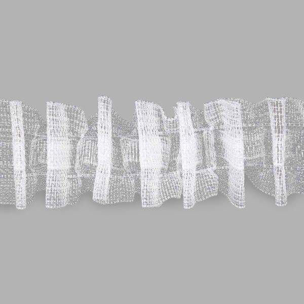 Лента (тесьма) шторная: сборка гармошка (1:2) 20 мм / 50 метров, (1 ряд петель, 2 шнура), прозрачный, 2020-RD