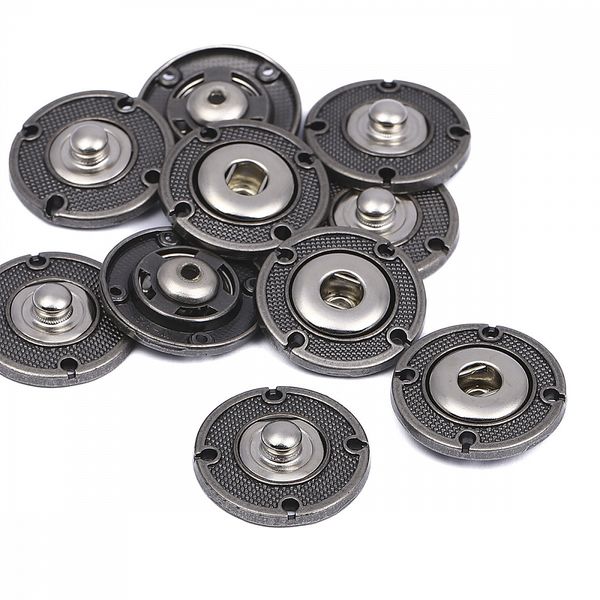 Кнопка пришивная металл ⌀21.0 мм, TBY-0300, цв.античное серебро, уп. 10 шт, TBY