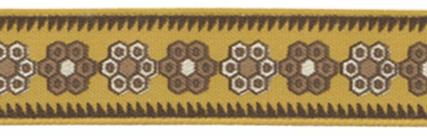 Лента атласная с рисунком 12.0 мм / 5 шт по 3 метра, O5/121 орнамент/св.охра, Gamma ALP-123