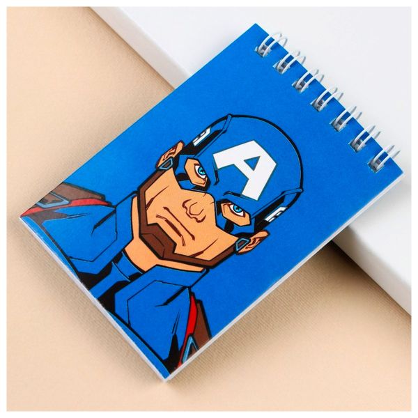 Блокнот Капитан Америка на гребне, А7, 32 листа, 9353170