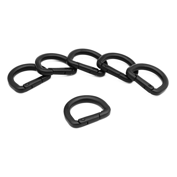 Карабин металл полукольцо 20 мм, черный матовый, MB_2232, 6 шт