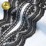 Кружево на сетке 60 мм, 2110 цв.черный уп.13.71м, Kruzhevo