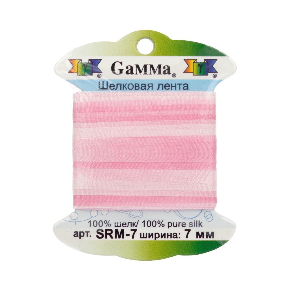 Тесьма шелковая 7 мм, 9.1 м, M008 бл.розовый/розовый, Gamma SRM-7