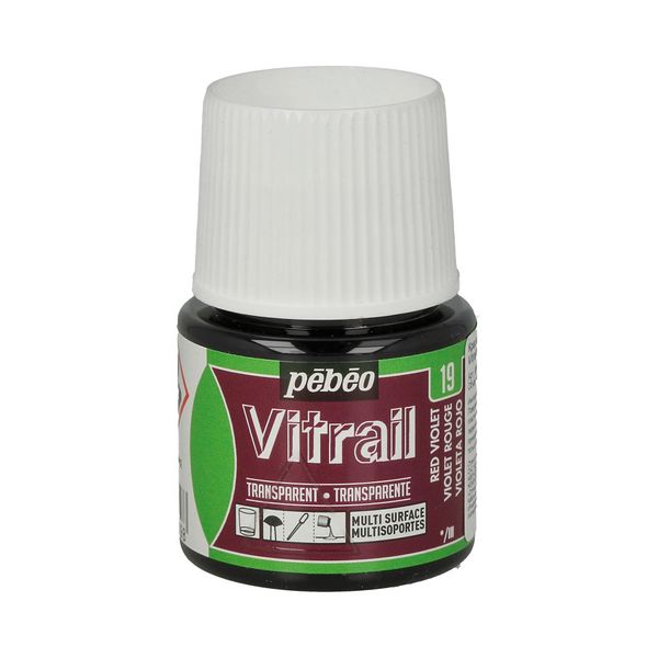 Краска для стекла и металла лаковая прозрачная Vitrail 45 мл, 050-019 красно-фиолетовый, Pebeo