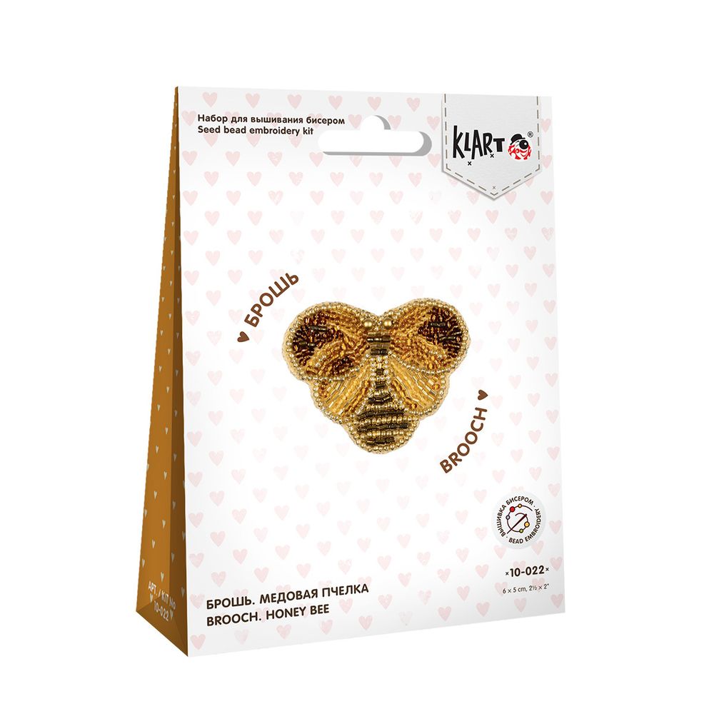 Набор для вышивания бисером Klart, Брошь. Медовая пчелка, 6х5 см