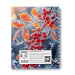 Тетрадь общая с твердой обложкой, матовая ламинация + выборочный лак A5 96 л. на гребне 65 г/м², белизна 100% 4 шт клетка, 01555 Зимняя ягода, Светоч Т211