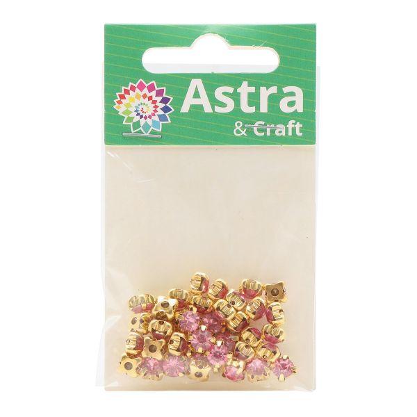 Хрустальные стразы в цапах/золото, 6мм, 40 шт/упак, Astra&Craft (06 св.розовый), 4AR169/176