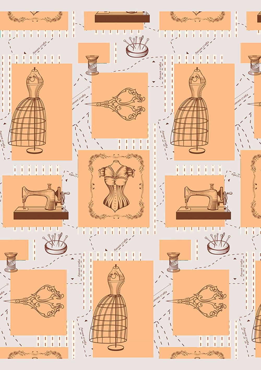 Ткань для пэчворка Peppy Век моды панель, отрез 60х110 см, 146 г/м², ВМ-01 серый, Peppy