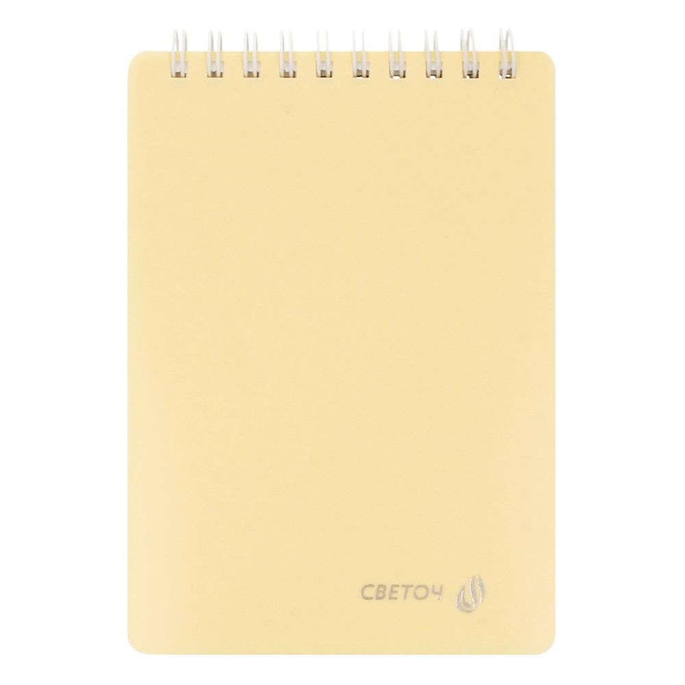 Блокнот с пластиковой обложкой, тиснение серебряной фольгой, 500 мкр, на гребне, A6 80 л., 4 шт, клетка, Ваниль 01044, Светоч 80Б32