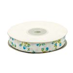 Лента репсовая (в рубчик) Розочки 1,5см*22.86 м (голубой)