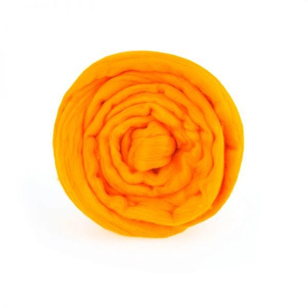 Шерсть для валяния Троицкая Гребенная лента п/тонкая 1х100 г (до 29 мкр), 0284 оранжевый