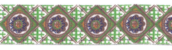 Лента атласная с рисунком 12.0 мм / 22.8±1 метра, O8/123 орнамент/белый, Gamma ALP-124