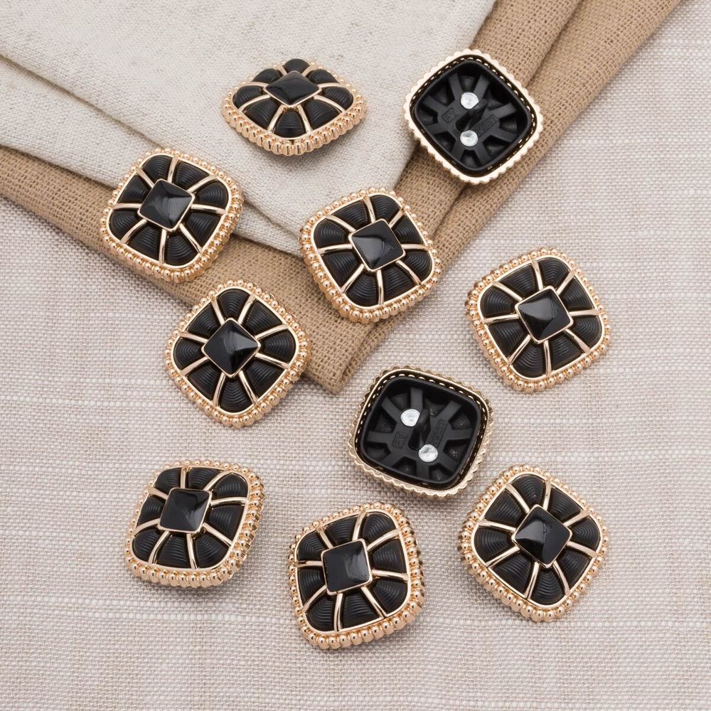 Пуговицы на ножке 36L=23 мм, металл, GD.Black (золото-черный), 10 шт, MP07