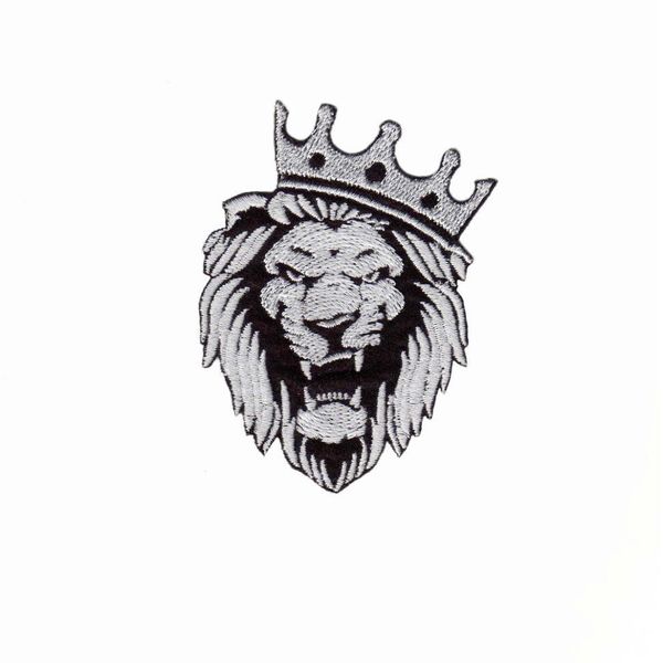 Термоаппликация Лев, черно-белый, 66х70мм (10 шт), 46131