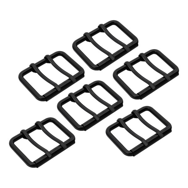 Пряжка прямоугольная 45 мм, с двумя язычками, металл (M.Black черный матовый), МТ_1864, 6 шт