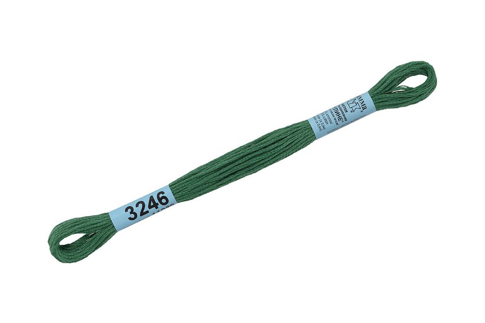 Мулине Gamma 100% хлопок, цв.3246 зеленый, 24 мотка по 8 метров
