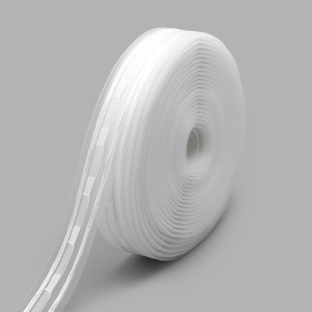 Лента (тесьма) шторная: сборка параллельная (1:3) 30 мм / 50 метров, равномерная