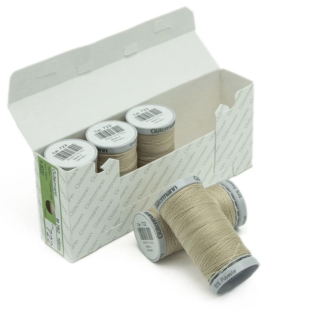 Нитки суперкрепкие Gutermann Extra Strong M782, 100м, 722 св.бежевый, 5 катушек