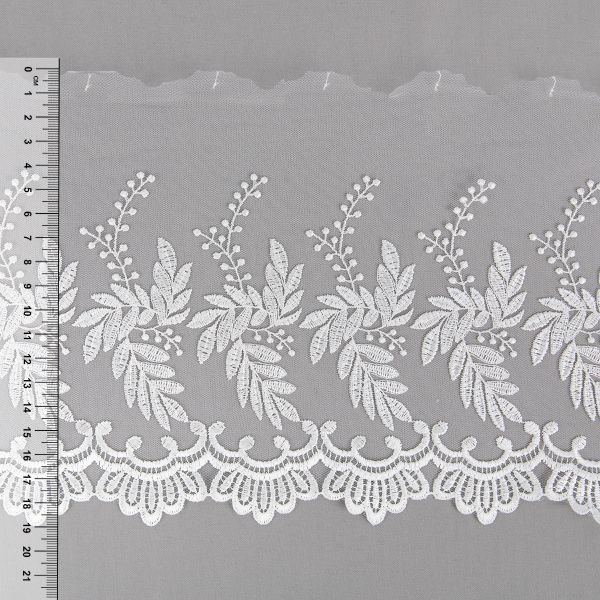 Кружево на сетке 190 мм / 10 м, слоновая кость, Gamma GKM-1902