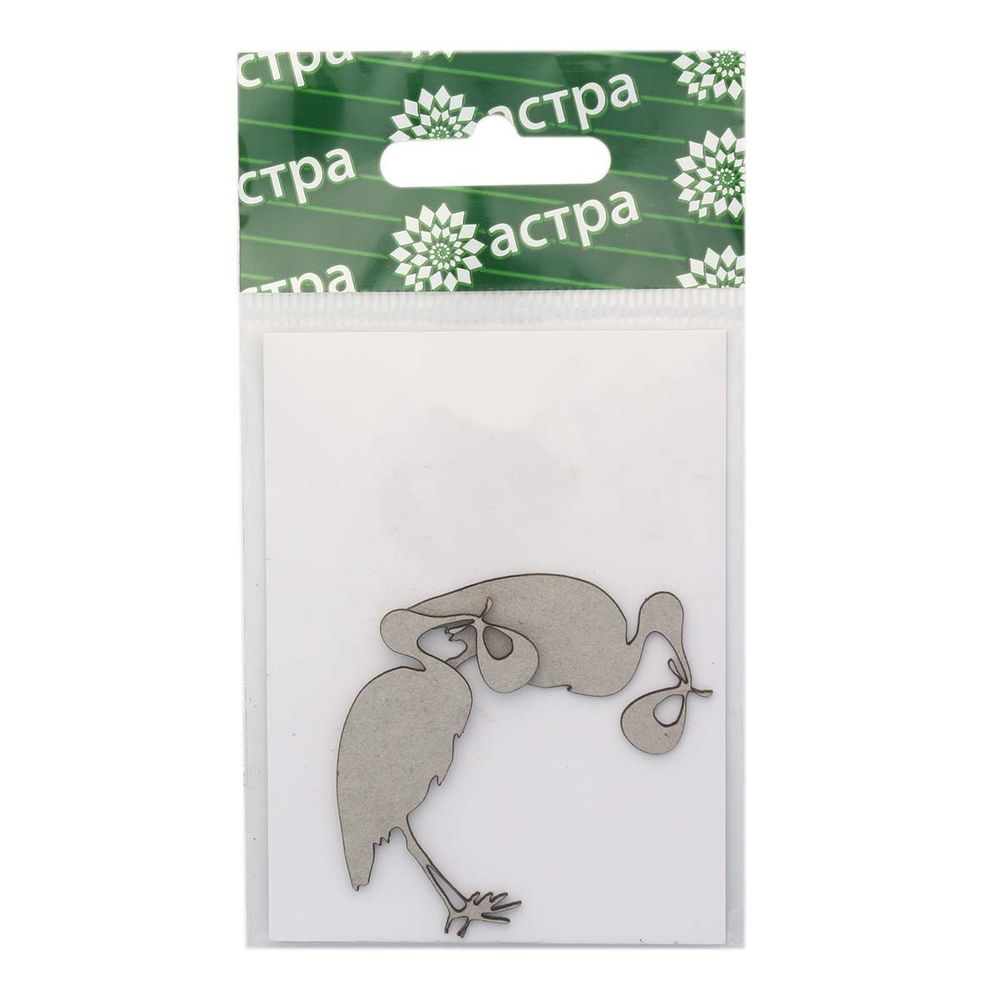 Заготовка из картона Аист с младенцем, 35х40 мм, 2 шт, Астра