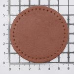 Заплатки пришивные из кожи, круг ⌀6см с перфорацией, 2 шт, 100% кожа, 02 светло-коричневый, 9111
