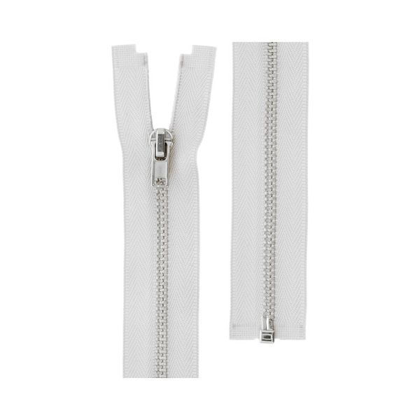 Молния металл Т3 (3 мм) 1 зам., разъем., 80 см, никель, 001 белый, ZIP 3N Gamma, 10 шт
