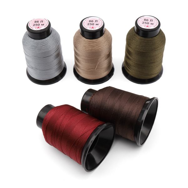 Швейные нитки (набор) 86Л, 250м, ассорти, 5 шт (2 ассорти), Красная нить