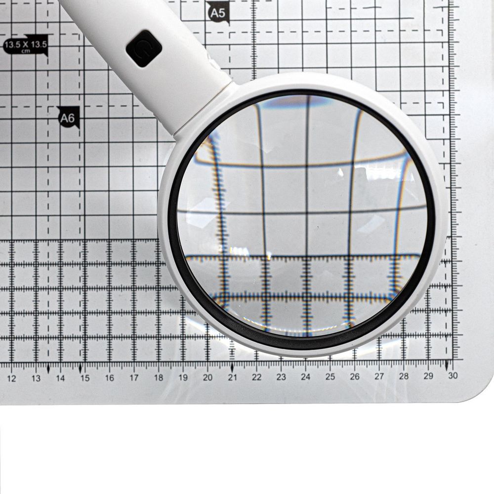 Лупа ручная 3.5х, диам. 90 мм, с подсветкой, 2 LED, цв. белый