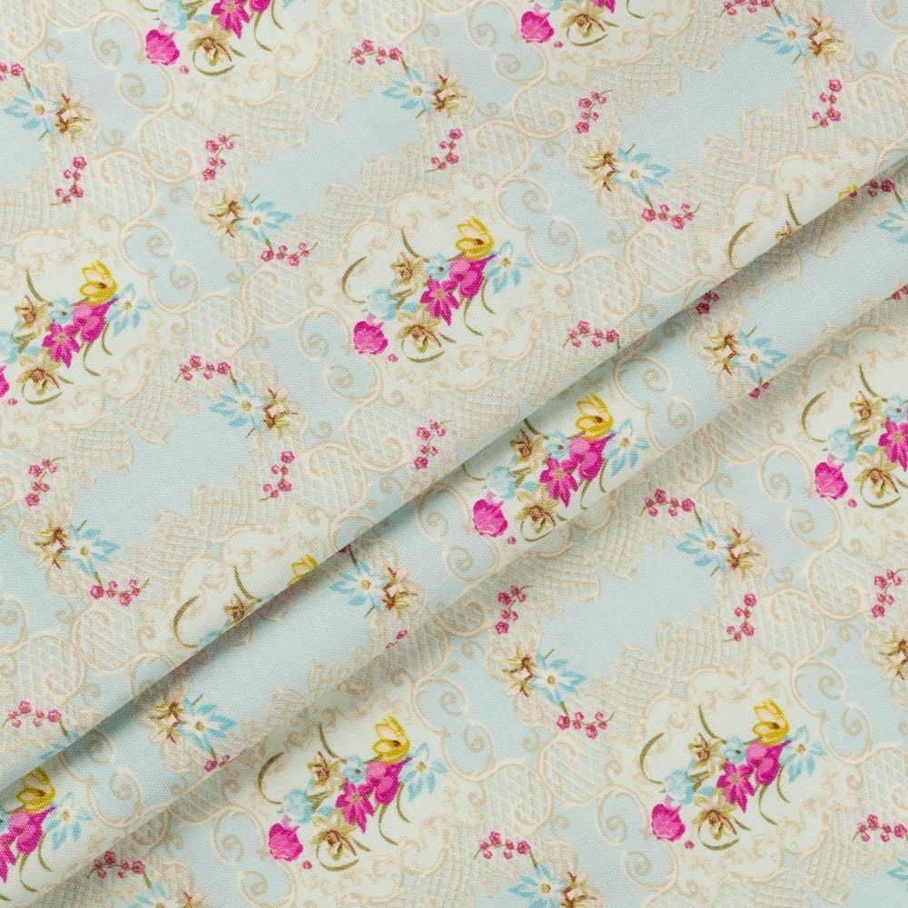 Ткань для пэчворка Peppy Весенний этюд, рулон 112 см / 5 метров, ВЭ-08 голубой, Peppy