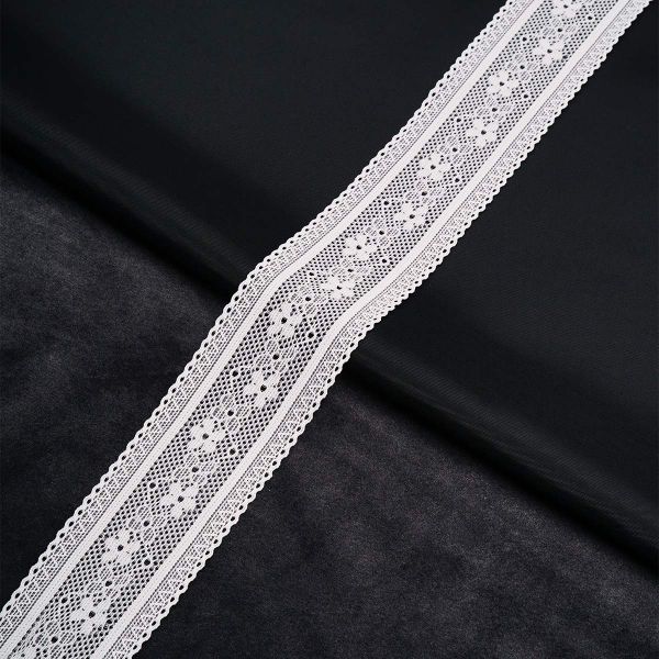 Кружево эластичное (стрейч) 40 мм / 3.4 метра ±4 см, белый, 3AR3785