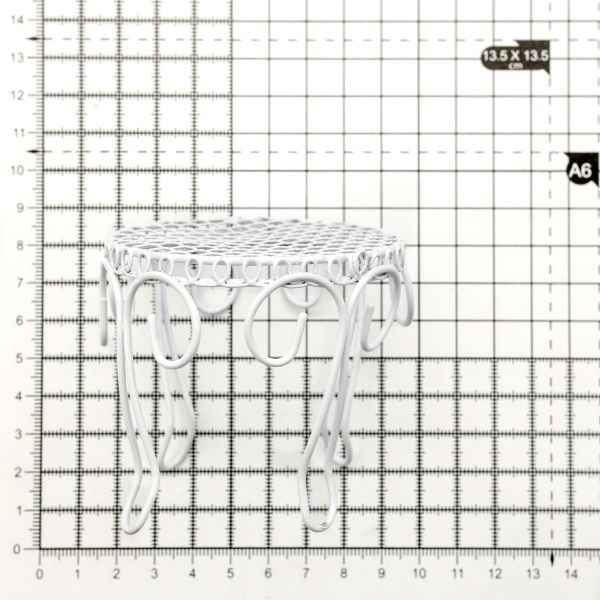 Миниатюра кукольная: Стол витой, 7х7см, белый