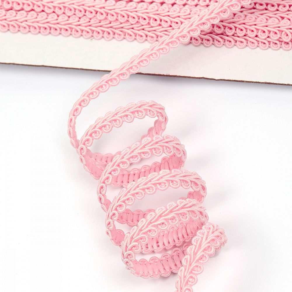 Тесьма Шанель плетеная 8 мм, 0384-0017 цв.43 розовый уп.9м