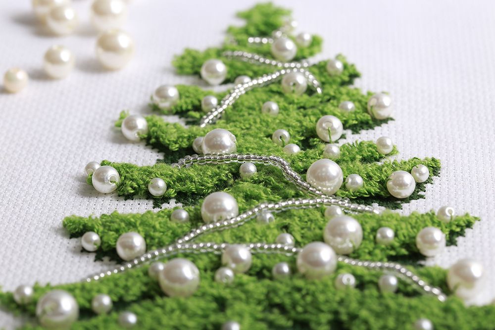 Набор для вышивания нитками Klart, Бархатная ель, 13.5х19.5 см