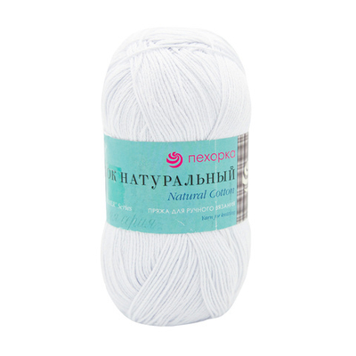 Пряжа Пехорка Хлопок натуральный Кабле / уп.5 мот. по 100 г, 425 м, 01-Белый