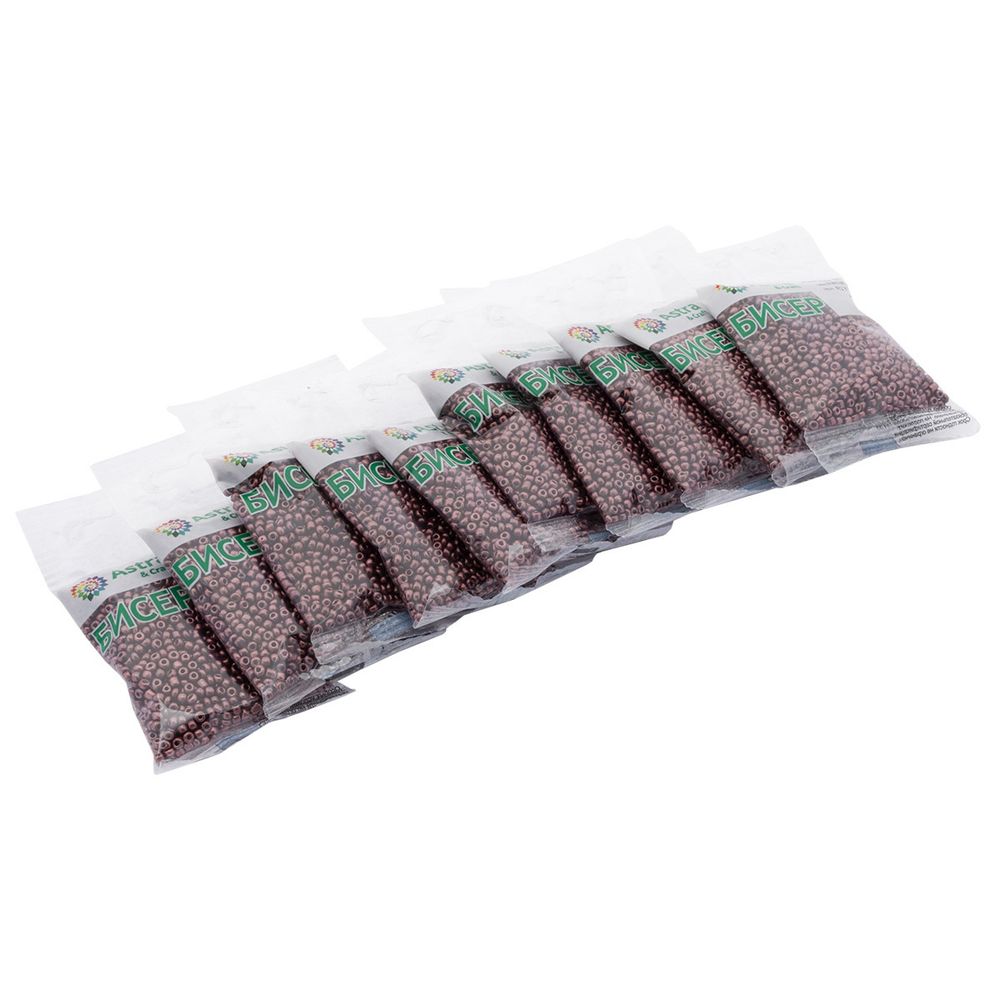 Бисер Astra&Craft 11/0 (2.1 мм), 200 г (10х20 г), цв. М904 коричневый/непрозрачный, матовый