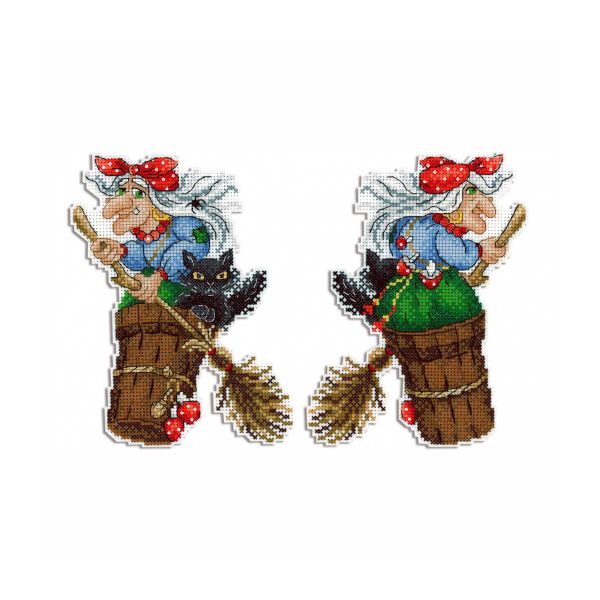 Набор для вышивания нитками МП Студия, Бабушка Яга 16х12см