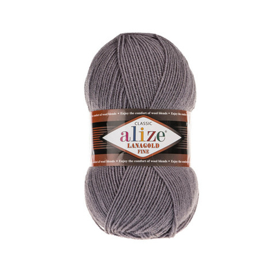Пряжа Alize (Ализе) Lana Gold Fine / уп.5 мот. по 100 г, 390м, 348 темно-серый А