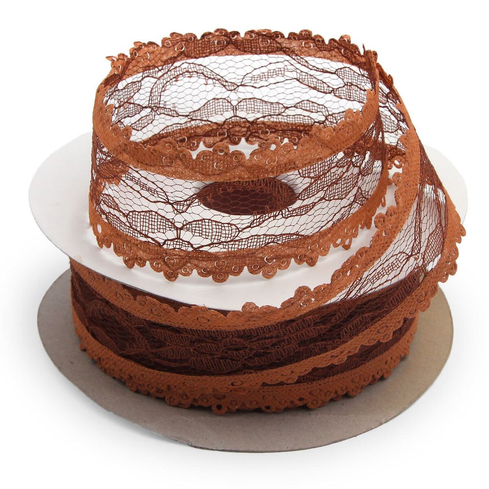 Тесьма отделочная ажурная 50 мм, 25 м, (06 коричневый)