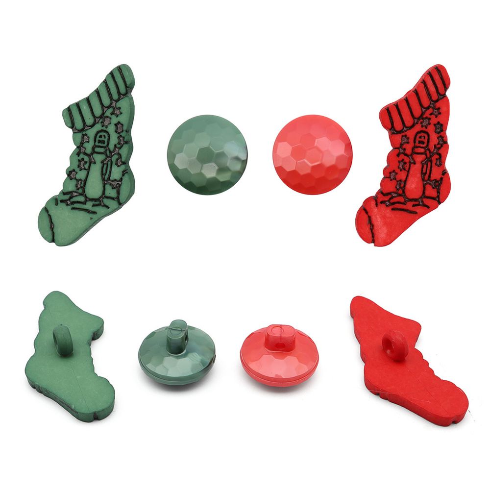 Украшения декоративные пуговицы Рождественский чулок, набор 18 шт