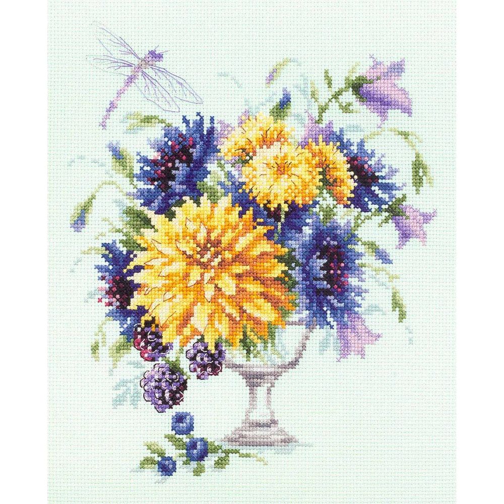 Набор для вышивания нитками Чудесная игла, Летний букетик 20х23см